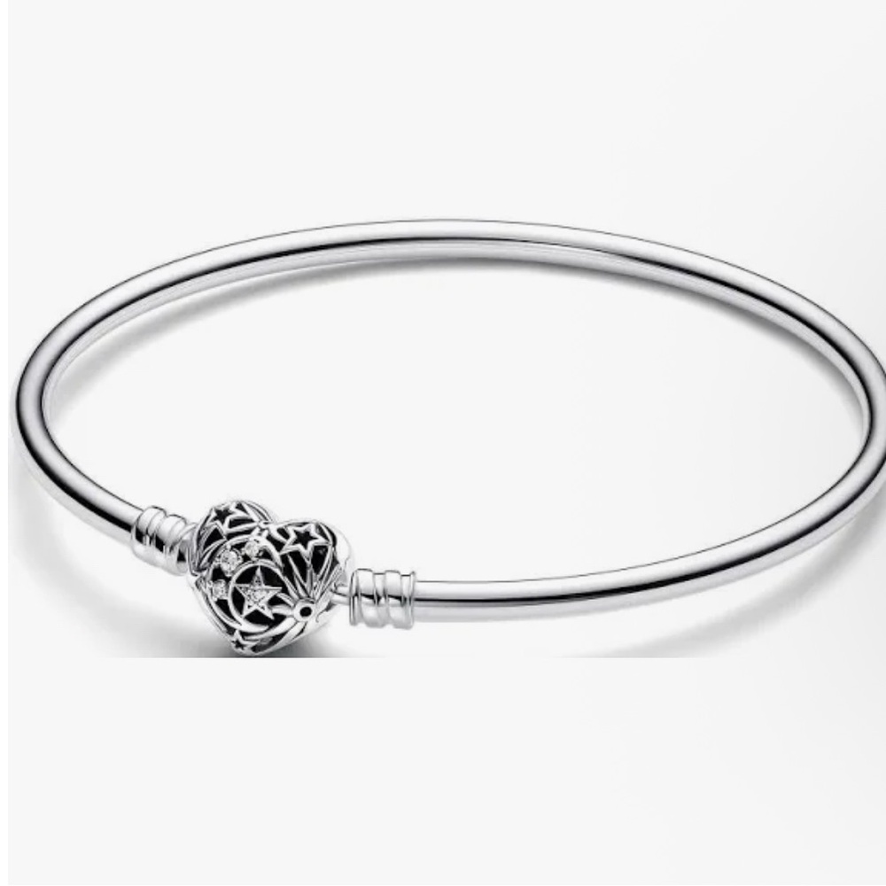 Elegant Silver Heart Pandora Charm Bracelet